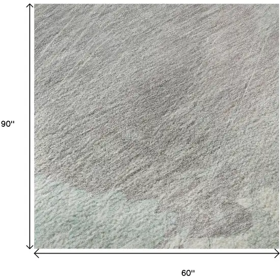 Pale Aqua Gray And Silver Abstract Washable Area Rug With UV Protection Photo 8