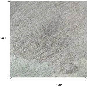 Photo of Pale Aqua Gray And Silver Abstract Washable Area Rug With UV Protection