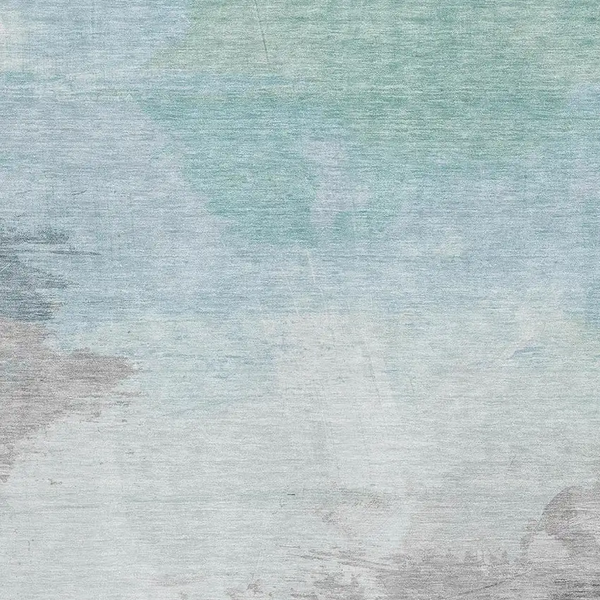 Pale Aqua Gray And Silver Abstract Washable Area Rug With UV Protection Photo 2