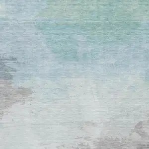 Photo of Pale Aqua Gray And Silver Abstract Washable Area Rug With UV Protection