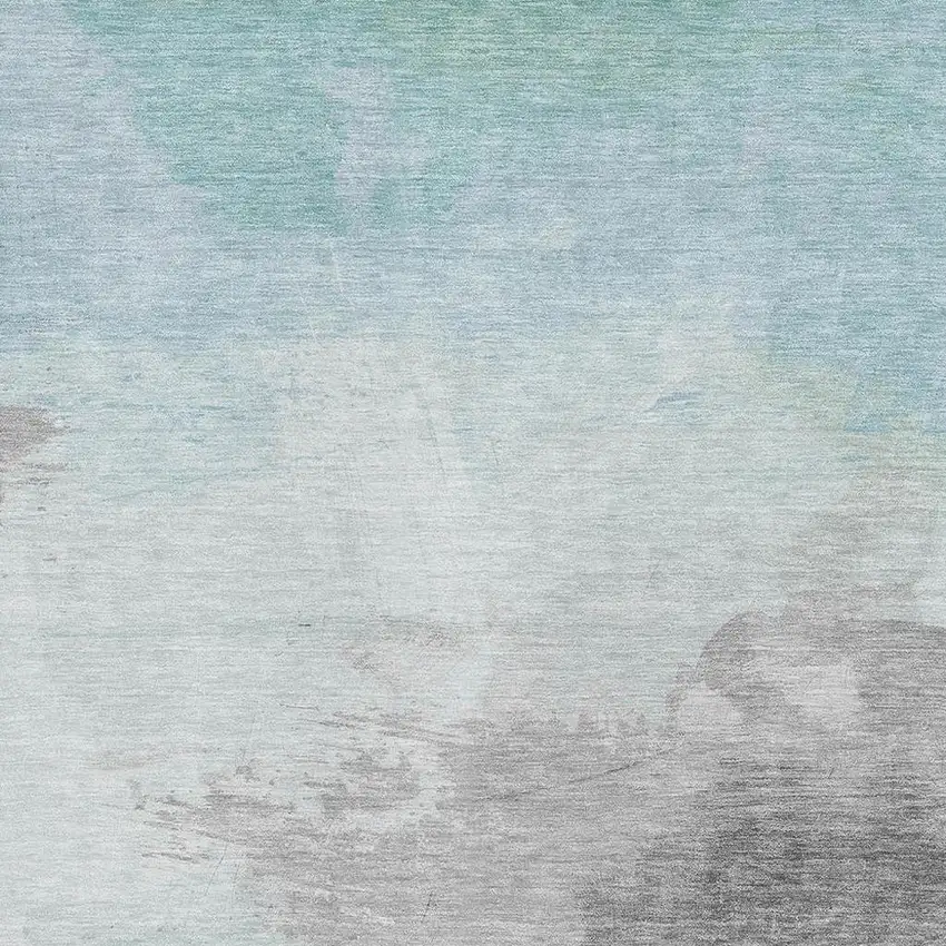 Pale Aqua Gray And Silver Abstract Washable Area Rug With UV Protection Photo 2