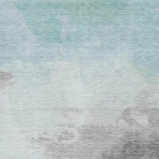 Pale Aqua Gray And Silver Abstract Washable Area Rug With UV Protection Photo 2