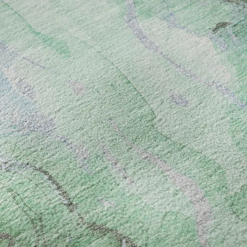 Pale Aqua Green And Ivory Abstract Washable Area Rug With UV Protection Photo 9