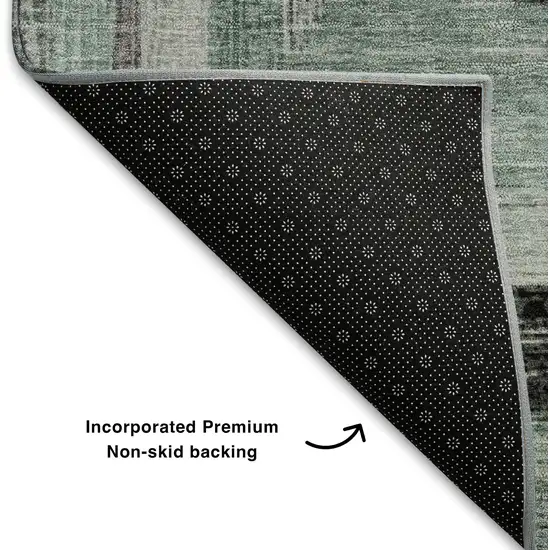 Pale Aqua Ivory And Gray Geometric Washable Area Rug With UV Protection Photo 7