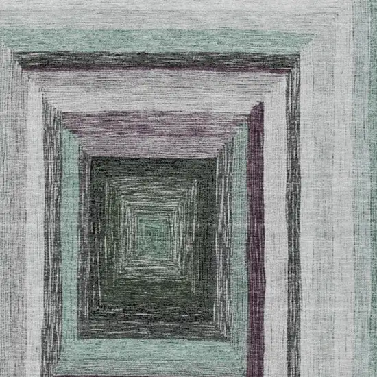 Pale Aqua Ivory And Gray Geometric Washable Indoor Outdoor Area Rug Photo 4