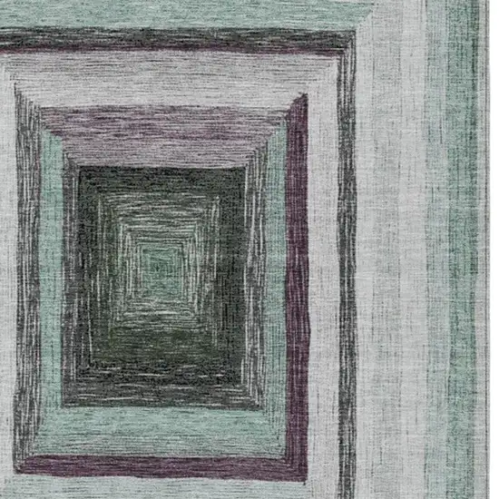 Pale Aqua Ivory And Gray Geometric Washable Indoor Outdoor Area Rug Photo 3