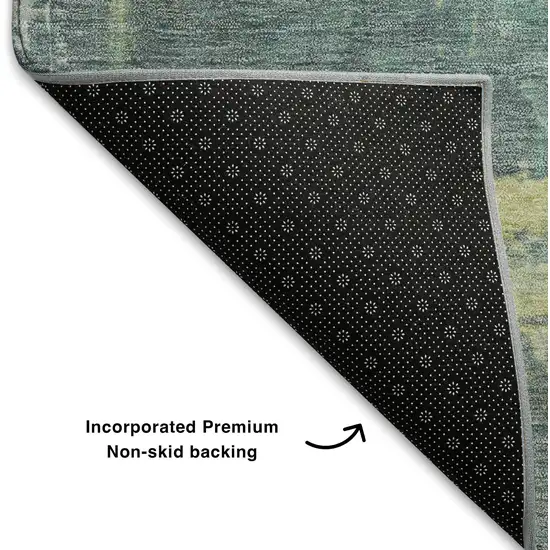 Pale Aqua Ivory And Teal Abstract Washable Area Rug With UV Protection Photo 8
