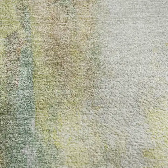 Pale Aqua Ivory And Teal Abstract Washable Area Rug With UV Protection Photo 3