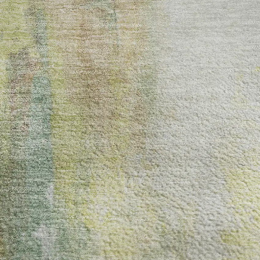 Pale Aqua Ivory And Teal Abstract Washable Area Rug With UV Protection Photo 3