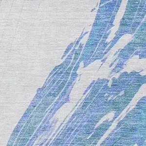 Photo of Pale Aqua Mint Green And Ivory Abstract Washable Indoor Outdoor Area Rug