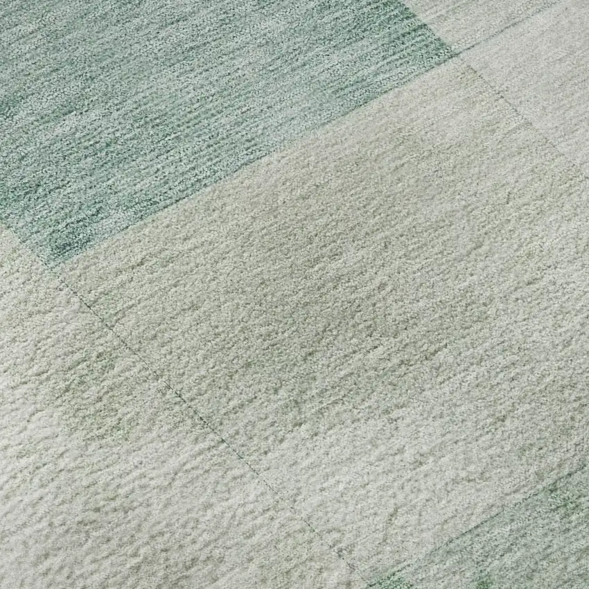 Pale Aqua Mint Green And Ivory Geometric Washable Area Rug With UV Protection Photo 9