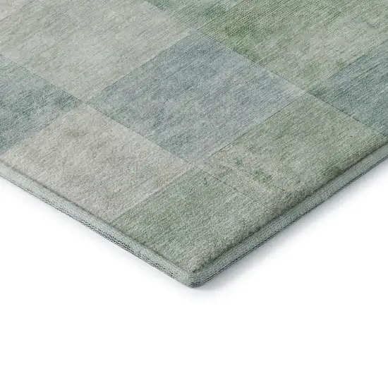 Pale Aqua Mint Green And Ivory Geometric Washable Area Rug With UV Protection Photo 7
