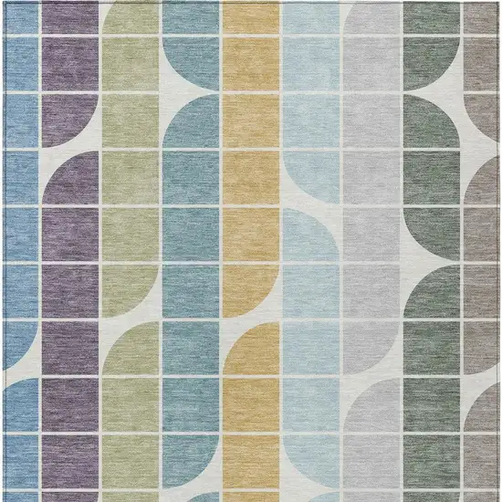 Pale Aqua Purple Gray And Copper Geometric Washable Indoor Outdoor Area Rug Photo 3