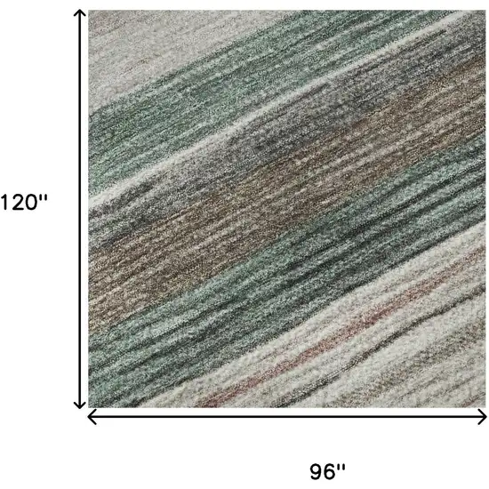 Pale Aqua Rust And Ivory Striped Washable Area Rug With UV Protection Photo 8