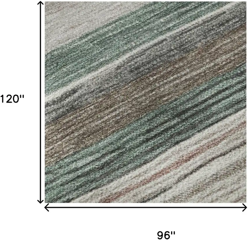 Pale Aqua Rust And Ivory Striped Washable Area Rug With UV Protection Photo 8