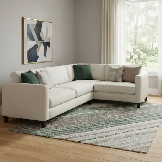 Pale Aqua Rust And Ivory Striped Washable Area Rug With UV Protection Photo 2