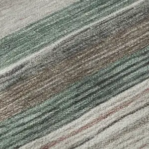 Photo of Pale Aqua Rust And Ivory Striped Washable Area Rug With UV Protection