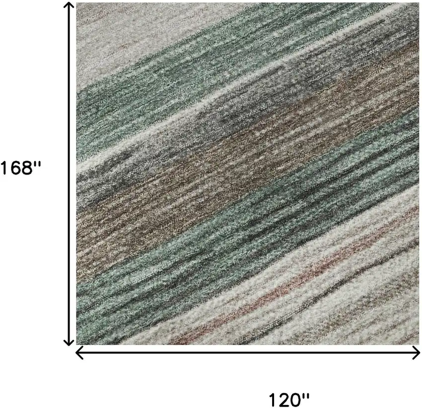 Pale Aqua Rust And Ivory Striped Washable Area Rug With UV Protection Photo 9