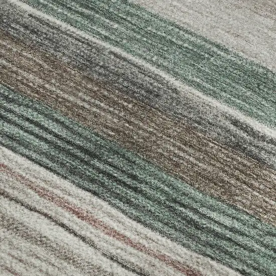 Pale Aqua Rust And Ivory Striped Washable Area Rug With UV Protection Photo 3