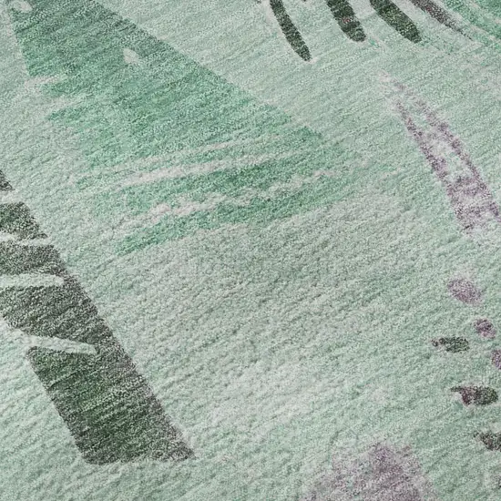 Pale Aqua Teal And Green Geometric Washable Area Rug With UV Protection Photo 9