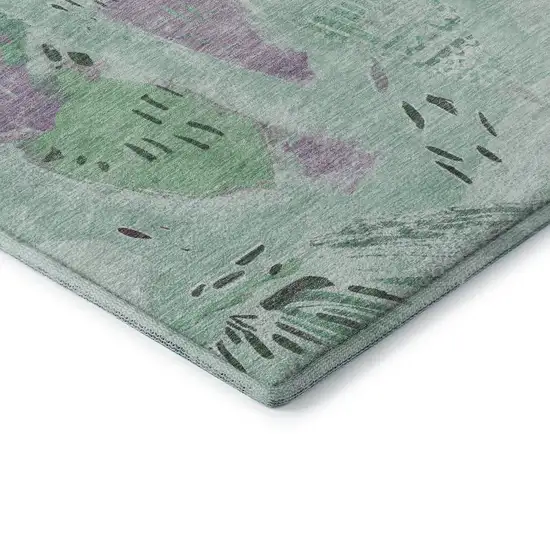 Pale Aqua Teal And Green Geometric Washable Area Rug With UV Protection Photo 7