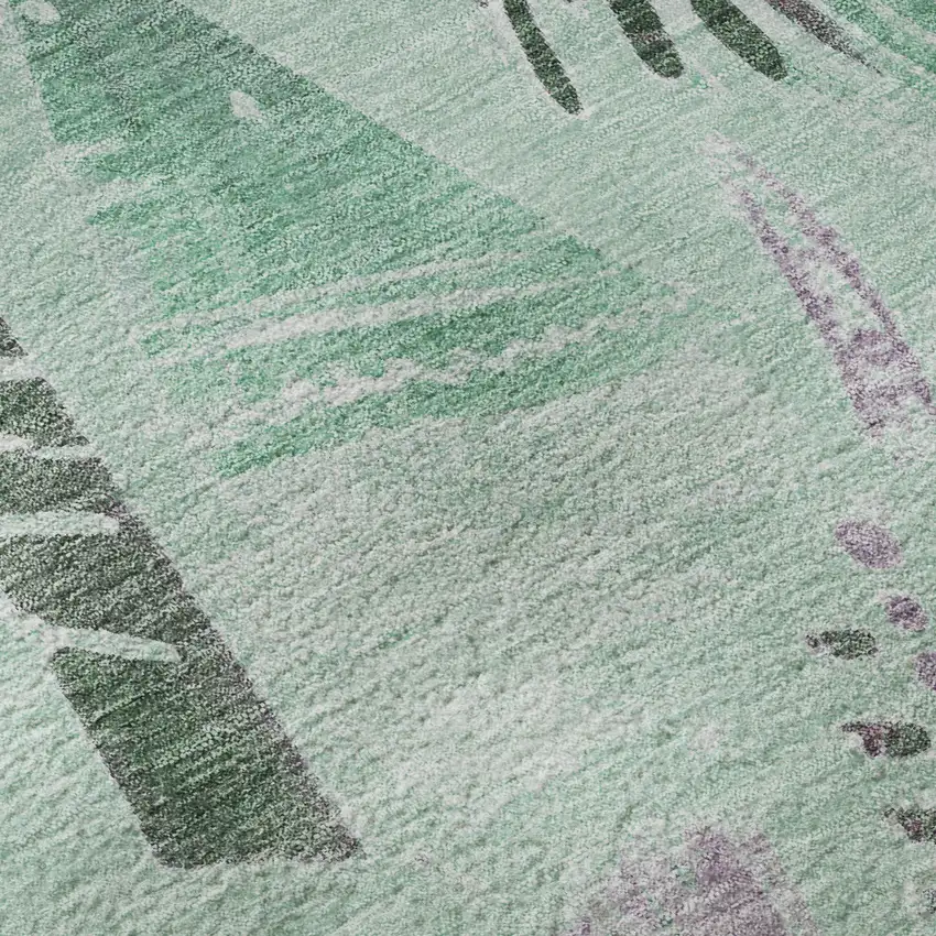 Pale Aqua Teal And Green Geometric Washable Area Rug With UV Protection Photo 9