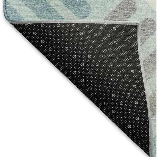 Pale Aqua Wheat And Ivory Geometric Washable Indoor Outdoor Area Rug Photo 4