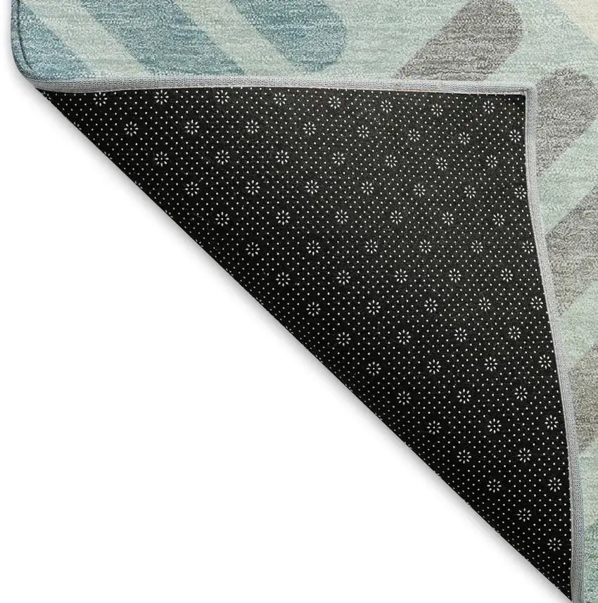 Pale Aqua Wheat And Ivory Geometric Washable Indoor Outdoor Area Rug Photo 5