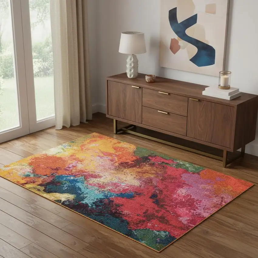 Palette Abstract Power Loom Non Skid Area Rug Photo 1