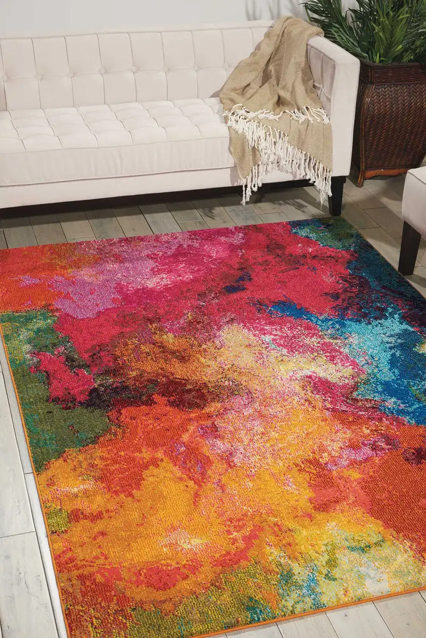 Palette Abstract Power Loom Non Skid Area Rug Photo 4