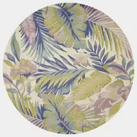 Photo of Pastel Ivory Hand Tufted Tropical Plants Indoor Area Rug