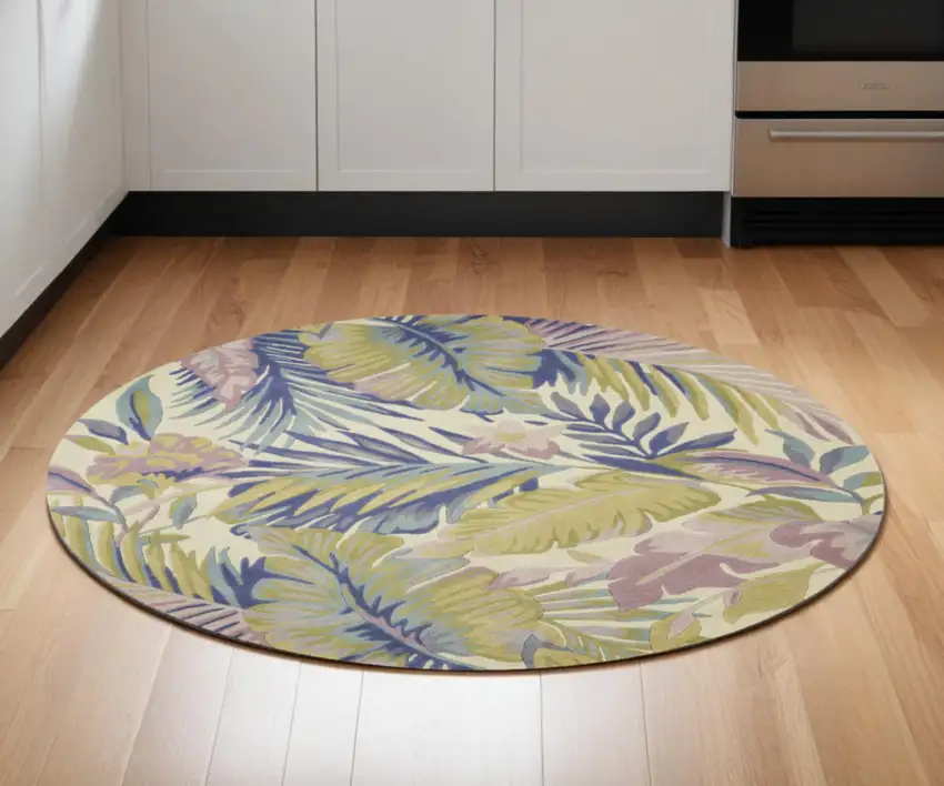 6' Pastel Ivory Wool Hand Tufted Round Rug Photo 1