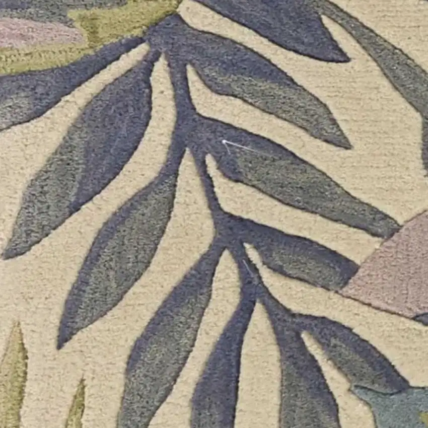 Green Pink And Purple Wool Tropical Botanical Hand Tufted Area Rug Photo 5