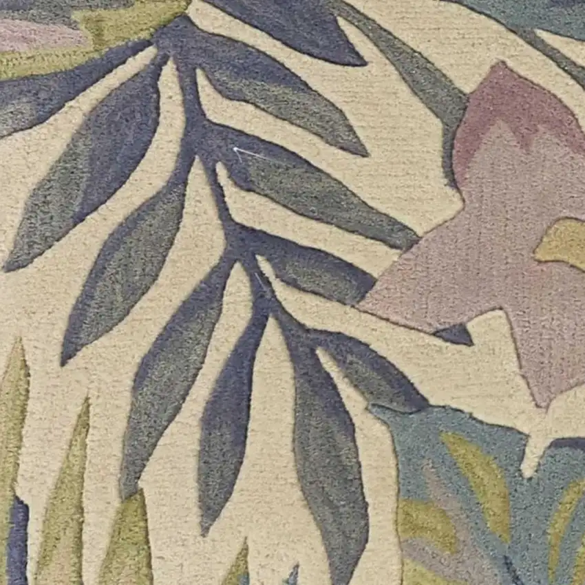 Green Pink And Purple Wool Tropical Botanical Hand Tufted Area Rug Photo 8