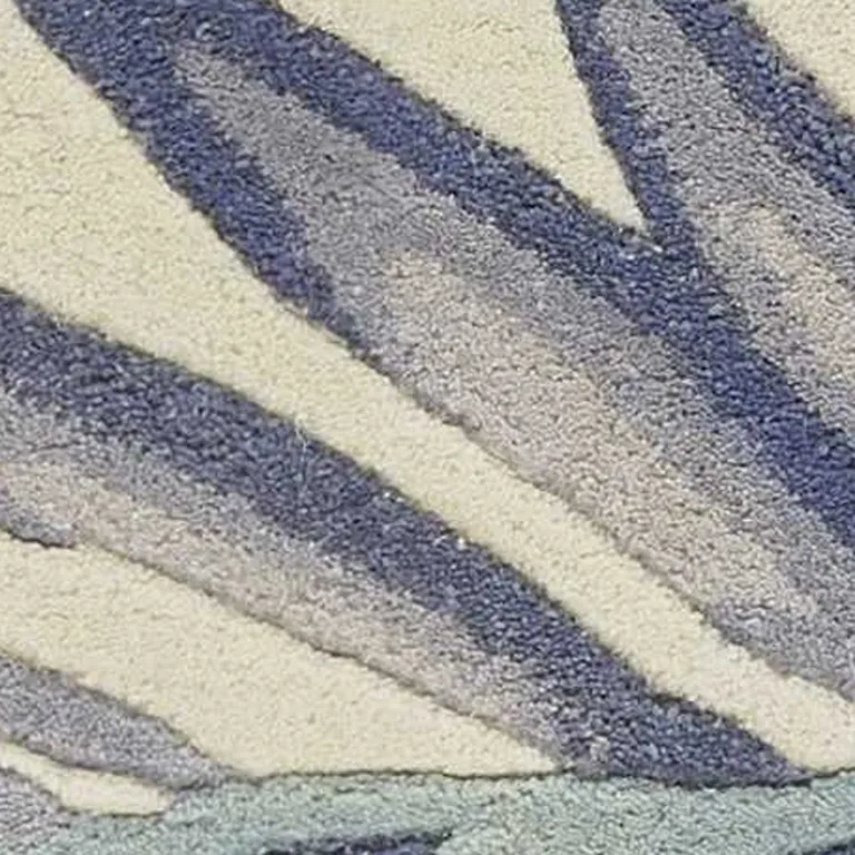 Pastel Tropical Leaves Wool Indoor Runner Rug Photo 5