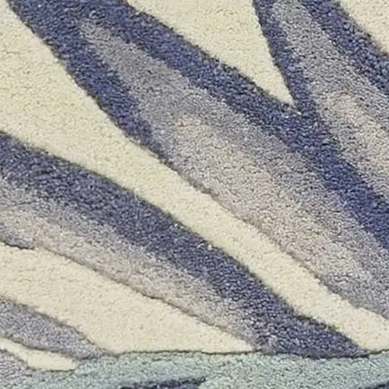 Pastel Tropical Leaves Wool Indoor Runner Rug Photo 5