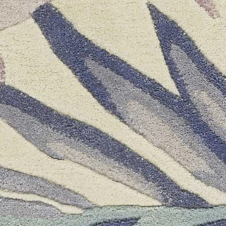 Pastel Tropical Leaves Wool Indoor Runner Rug Photo 1