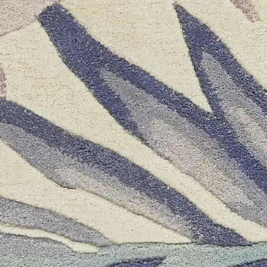 Pastel Tropical Leaves Wool Indoor Runner Rug Photo 1