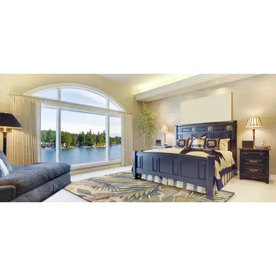 Green Pink And Purple Wool Tropical Botanical Hand Tufted Area Rug Photo 6