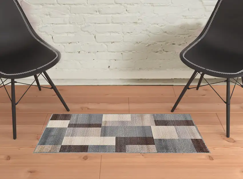 Patchwork Power Loom Stain Resistant Area Rug Photo 6