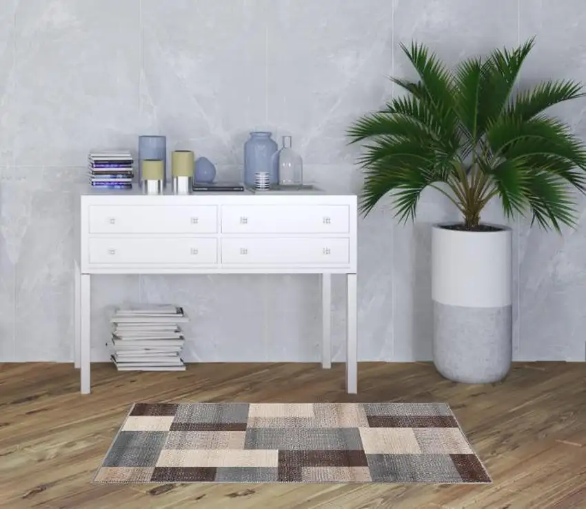 Patchwork Power Loom Stain Resistant Area Rug Photo 9