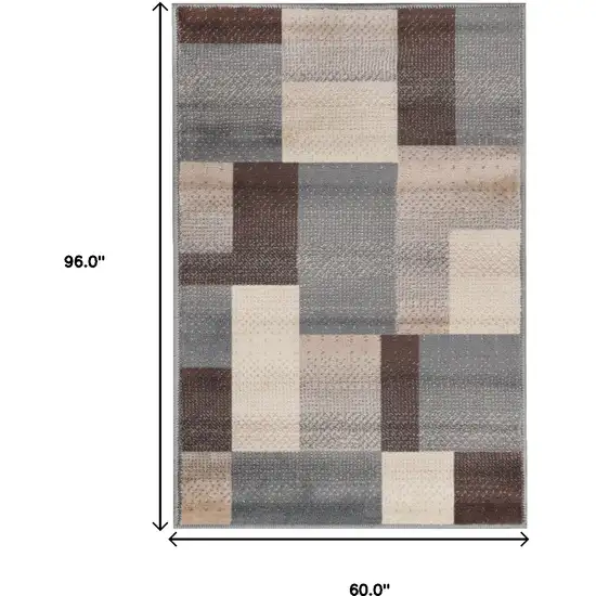 Gray Tan And Brown Patchwork Area Rug Photo 9
