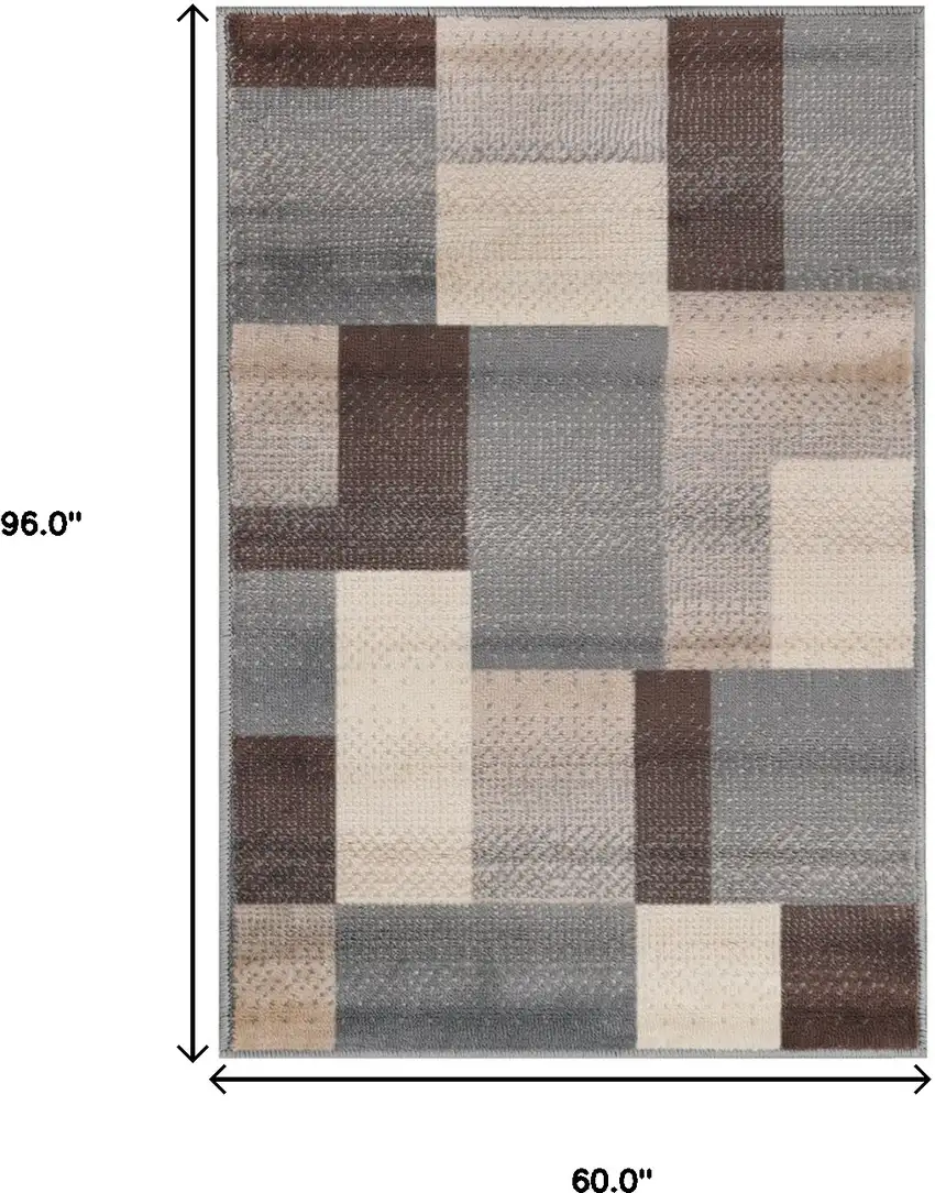 Gray Tan And Brown Patchwork Area Rug Photo 9