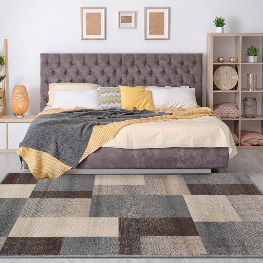 Gray Tan And Brown Patchwork Area Rug Photo 8