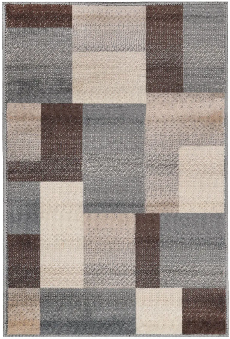 Patchwork Power Loom Stain Resistant Area Rug Photo 3