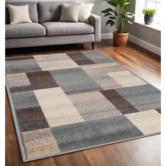 Gray Tan And Brown Patchwork Area Rug Photo 1