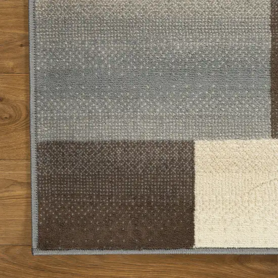 Gray Tan And Brown Patchwork Area Rug Photo 4