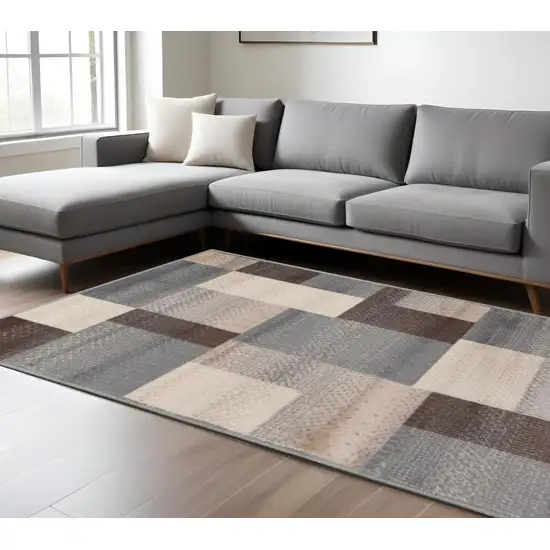 Gray Tan And Brown Patchwork Area Rug Photo 1