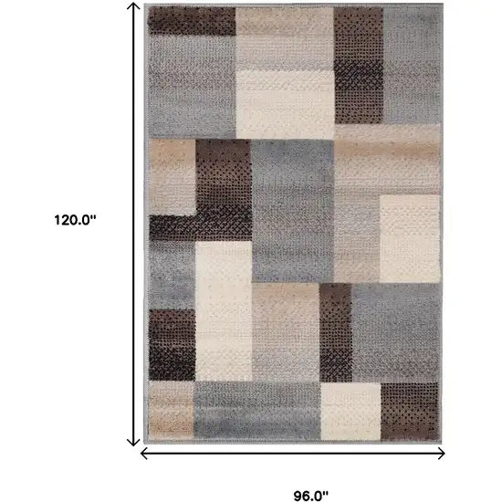 Gray Tan And Brown Patchwork Area Rug Photo 9