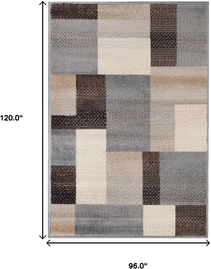 Gray Tan And Brown Patchwork Area Rug Photo 9